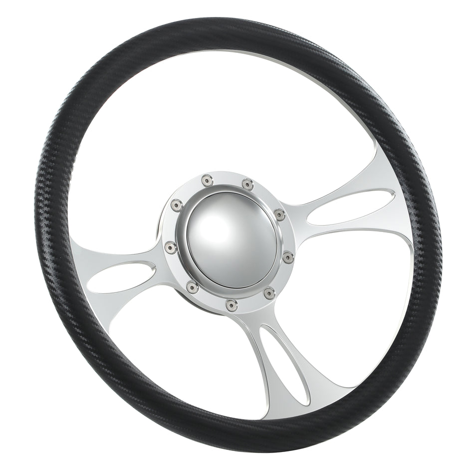 14'' Billet 9 Bolt Vectr Steering Wheels Half Wrap Bronco F150 Mercury Capri Lincoln w/ Horn Satin