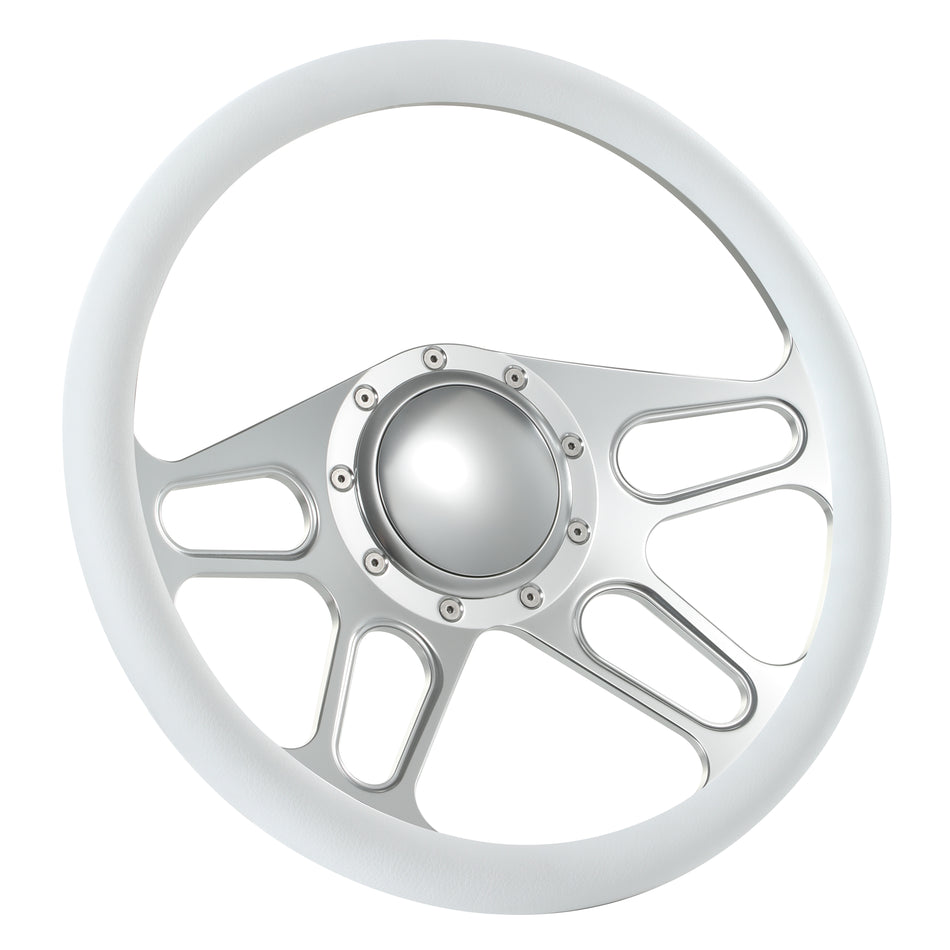 14'' Billet 9 Bolt Trickster Steering Wheels Half Wrap Ford Thunderbird Mustang EXP w/ Horn Satin