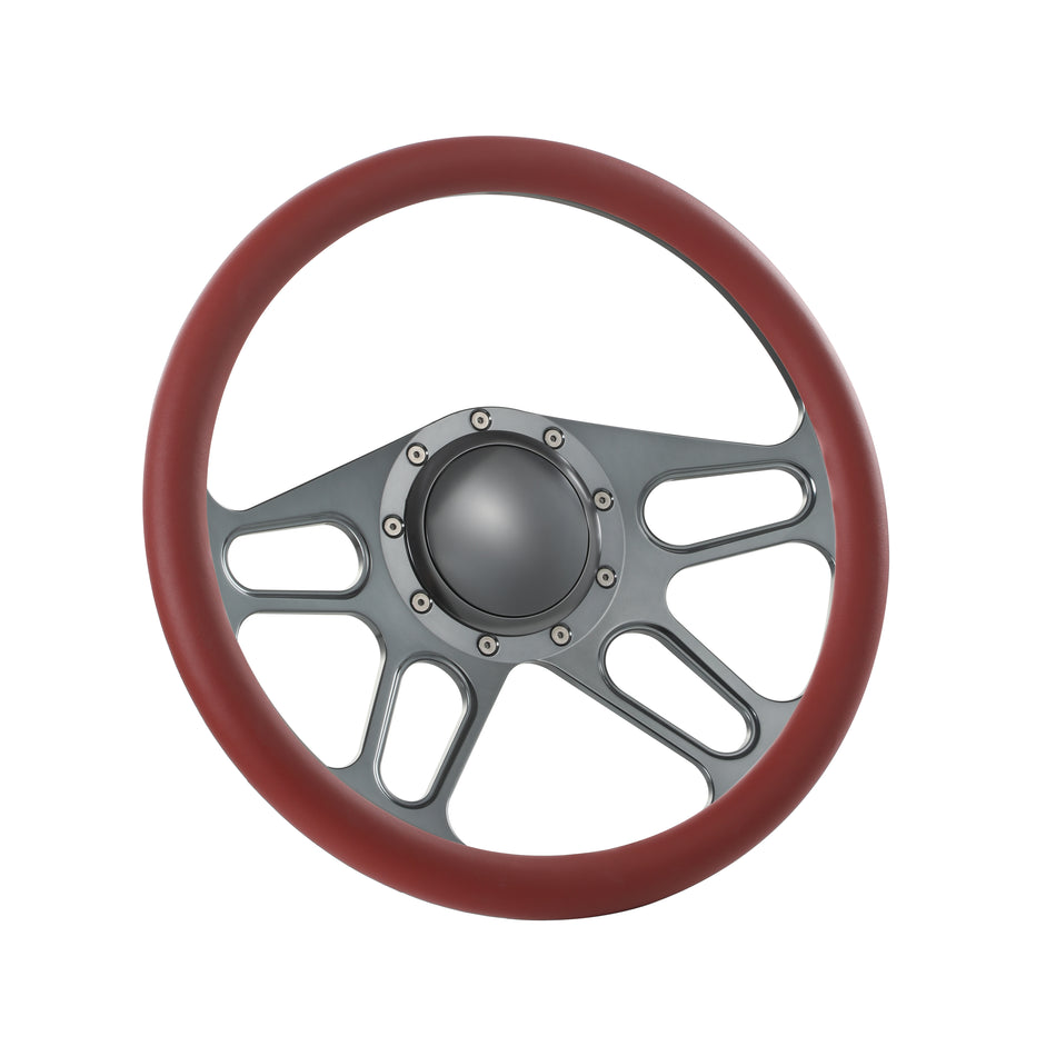 14'' Gun Metal Billet 9 Bolt Trickster Steering Wheel Caprice GM Chevy Impala W/Horn