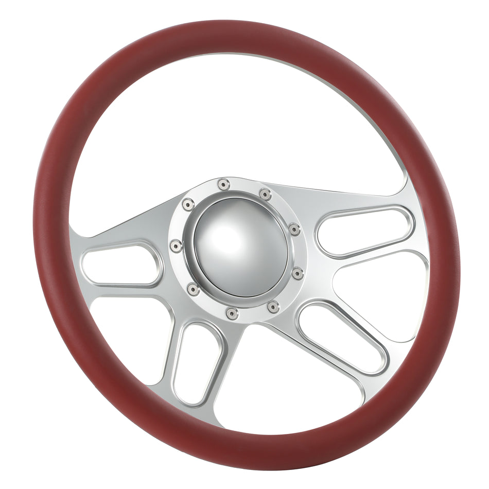 14'' Billet 9 Bolt Trickster Steering Wheels Half Wrap Ford Thunderbird Mustang EXP w/ Horn Satin
