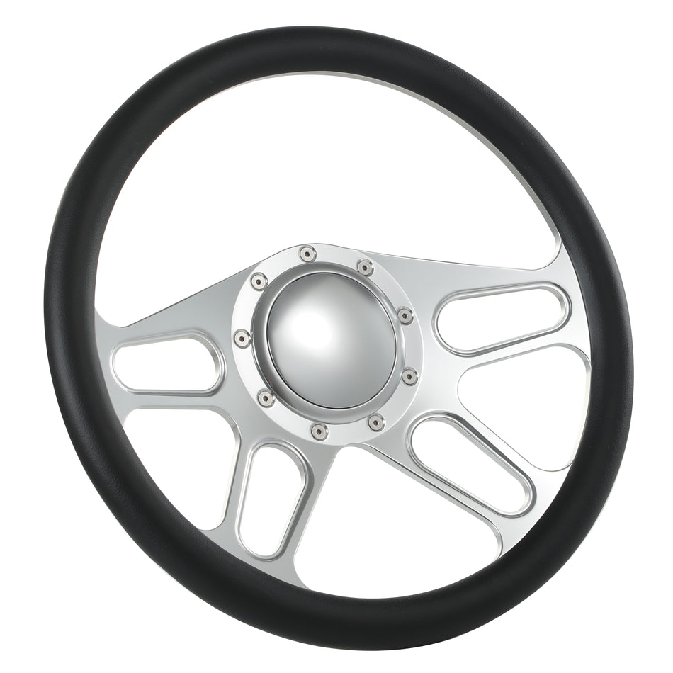 14'' Billet 9 Bolt Trickster Steering Wheels Half Wrap Ford Thunderbird Mustang EXP w/ Horn Satin