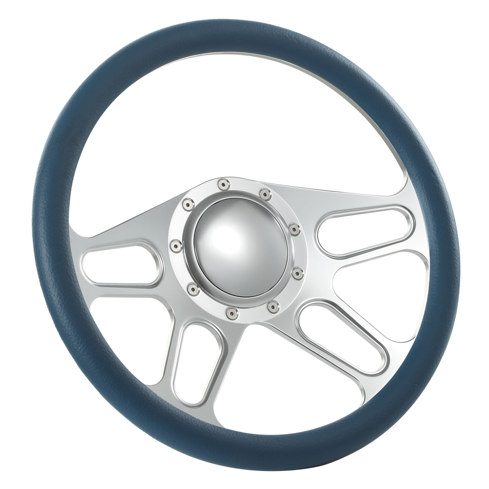 14'' Billet 9 Bolt Trickster Steering Wheels Half Wrap Ford Thunderbird Mustang EXP w/ Horn Satin