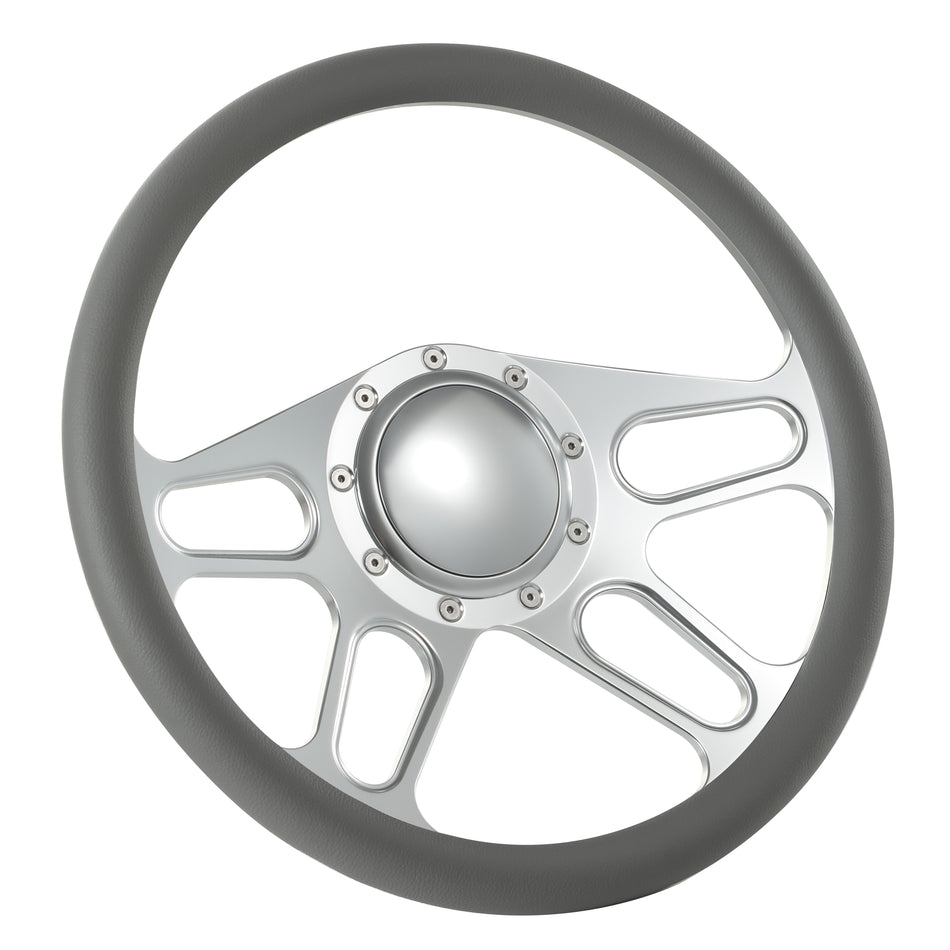 14'' Billet 9 Bolt Trickster Steering Wheels Half Wrap Ford Thunderbird Mustang EXP w/ Horn Satin