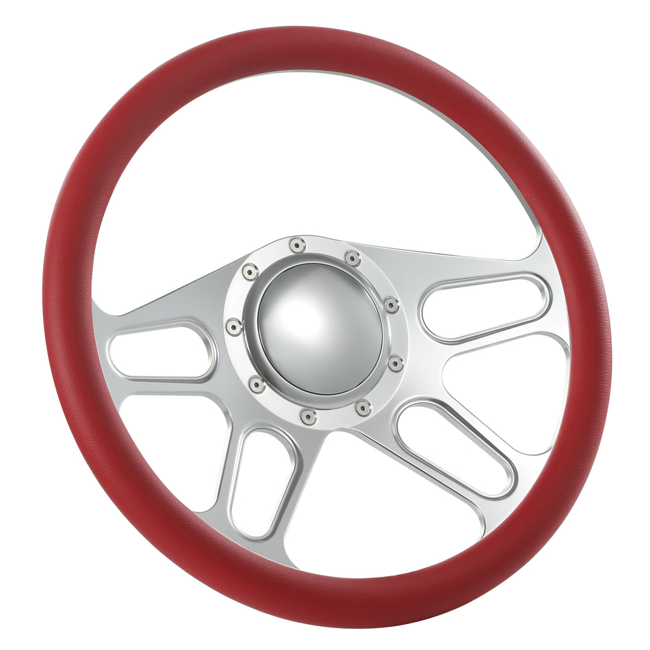 14'' Billet 9 Bolt Trickster Steering Wheels Half Wrap Ford Thunderbird Mustang EXP w/ Horn Satin