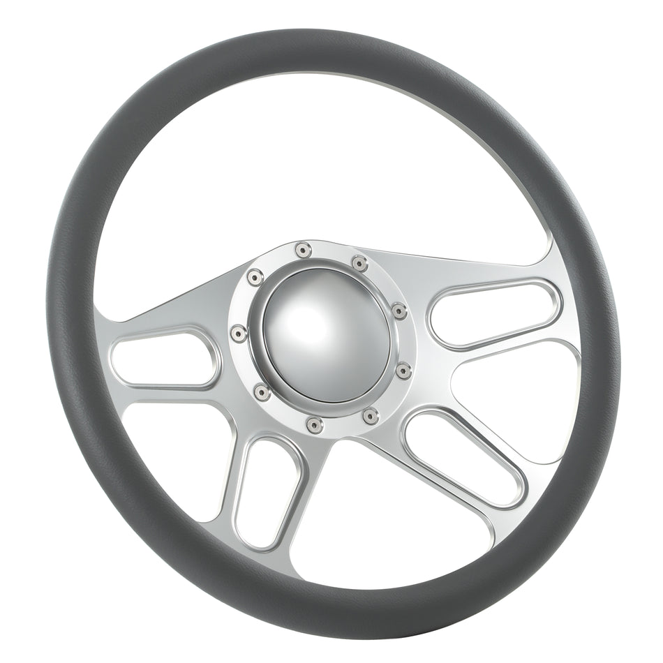 14'' Billet 9 Bolt Trickster Steering Wheels Half Wrap Ford Thunderbird Mustang EXP w/ Horn Satin