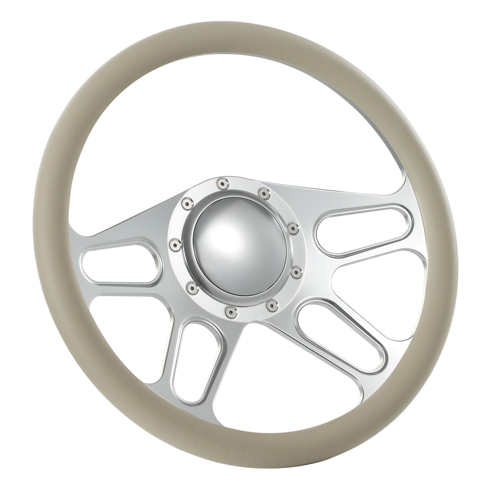 14'' Billet 9 Bolt Trickster Steering Wheels Half Wrap Ford Thunderbird Mustang EXP w/ Horn Satin