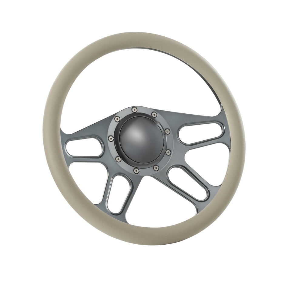 14'' Gun Metal Billet 9 Bolt Trickster Steering Wheel Caprice GM Chevy Impala W/Horn
