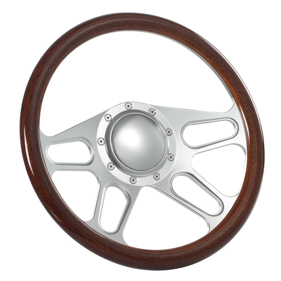 14'' Billet 9 Bolt Trickster Steering Wheels Half Wrap Ford Thunderbird Mustang EXP w/ Horn Satin