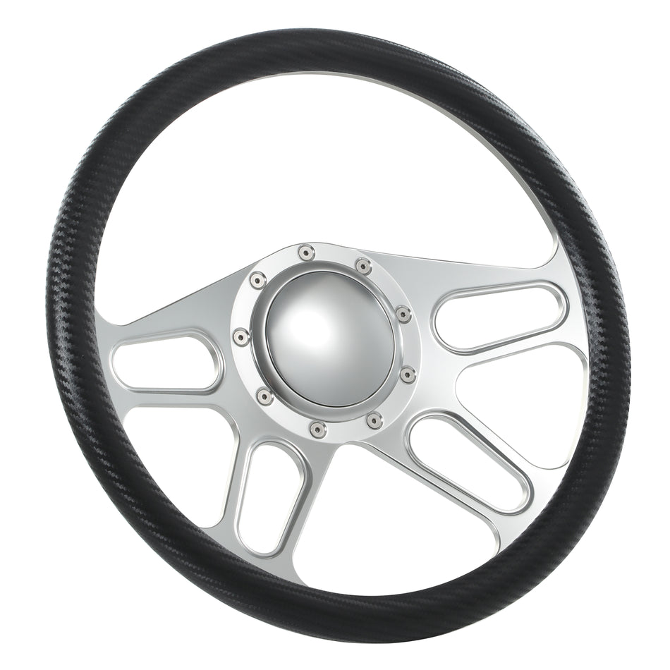 14'' Billet 9 Bolt Trickster Steering Wheels Half Wrap Ford Thunderbird Mustang EXP w/ Horn Satin