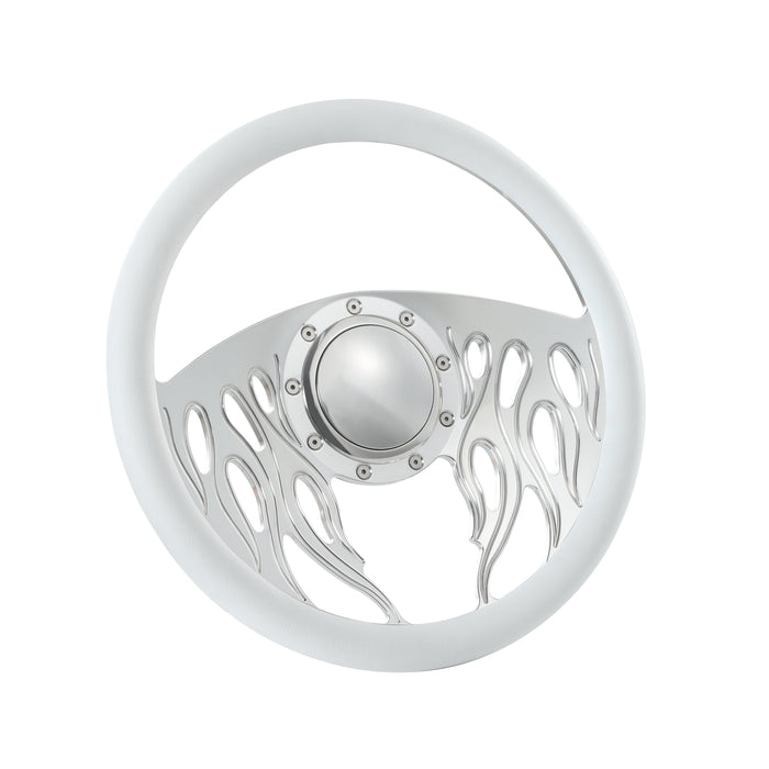 14'' Billet 9-Bolt Flames Lenkräder, halb umwickelt, für Impala, Chevy II, Nova und Chevelle mit Hupe