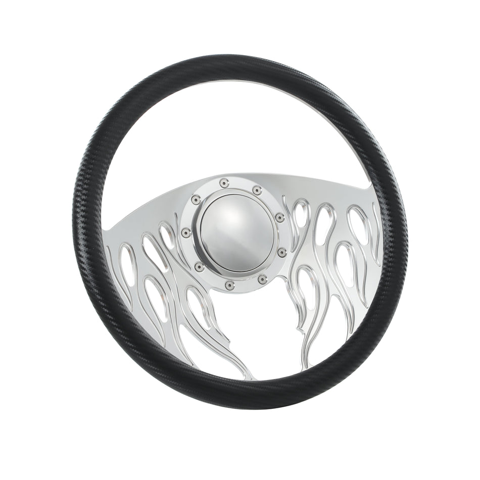 14'' Billet Steering Wheels Black Half Wrap Impala Chevy II Nova Chevelle w/ Horn