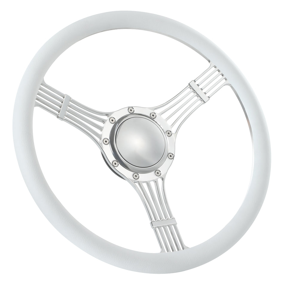 15.5'' Billet 9 Bolt Banjo Steering Wheels Half Wrap Restoration Chevy Ford Mopar with Hprn Button Polished