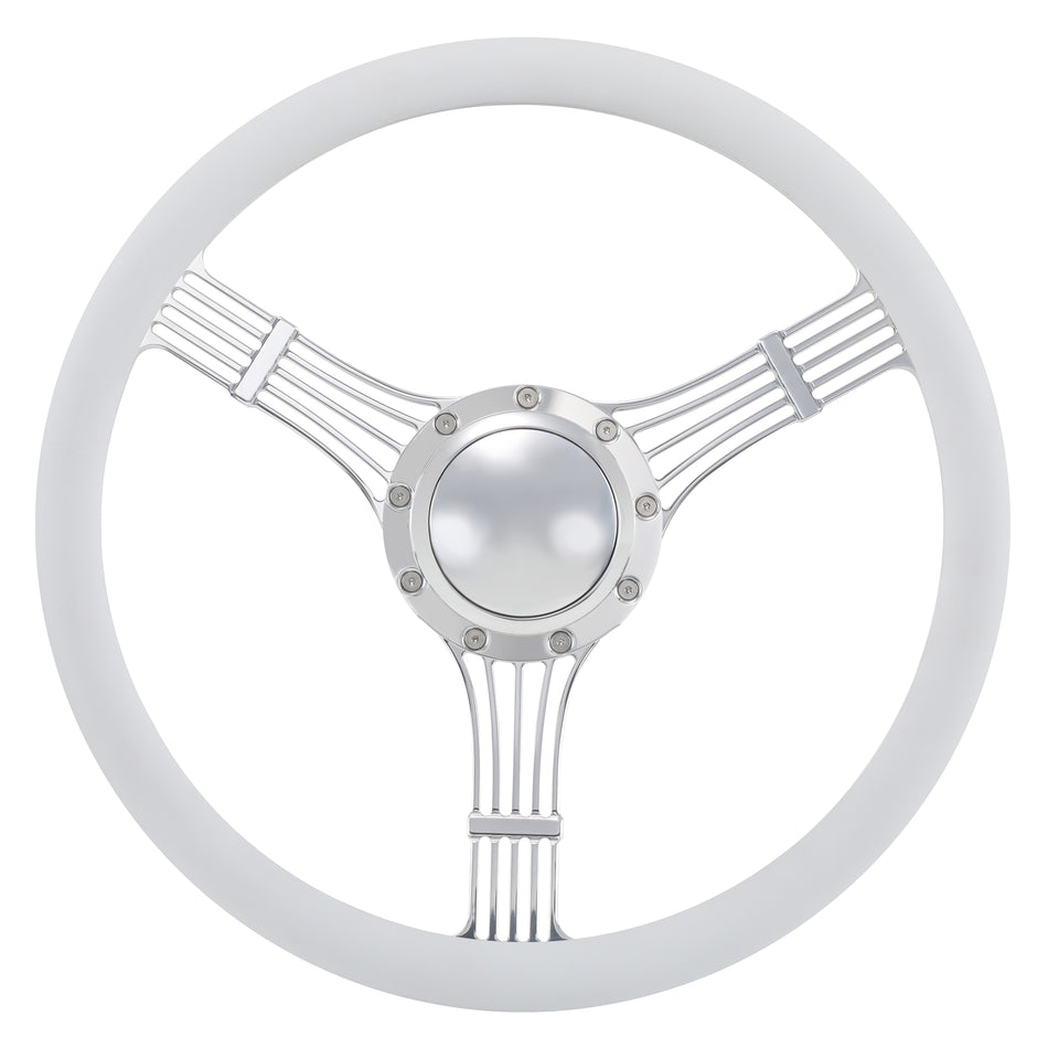 15.5'' Billet 9 Bolt Banjo Steering Wheels Half Wrap Restoration Chevy Ford Mopar with Hprn Button Polished