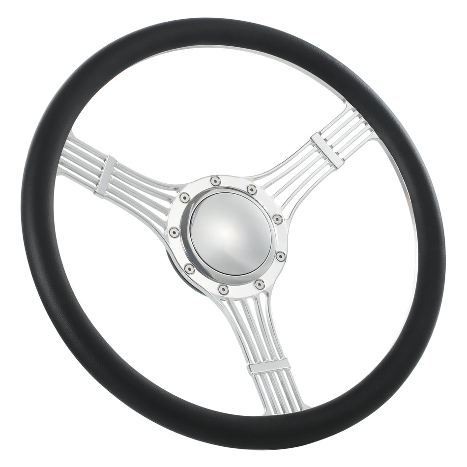 15.5'' Billet 9 Bolt Banjo Steering Wheels Half Wrap Restoration Chevy Ford Mopar with Hprn Button Polished