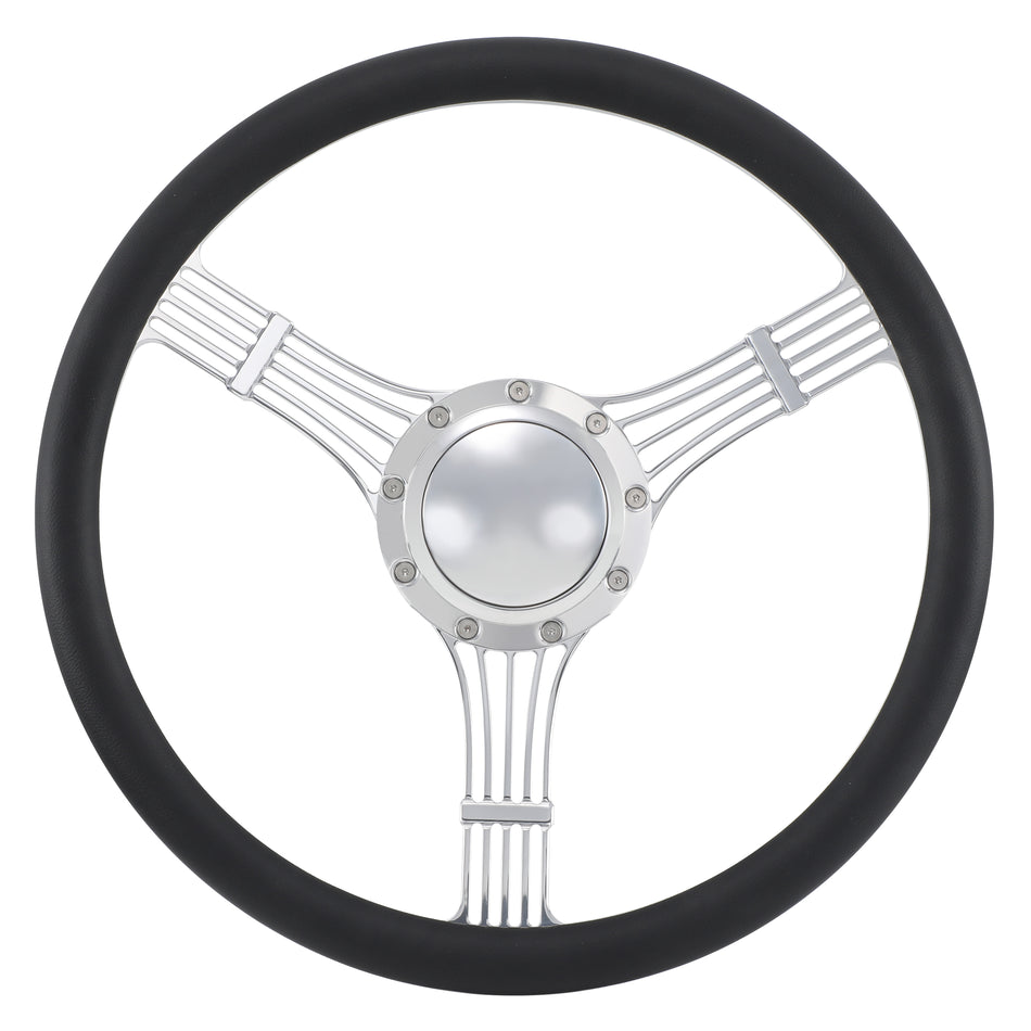 15.5'' Billet 9 Bolt Banjo Steering Wheels Half Wrap Restoration Chevy Ford Mopar with Hprn Button Polished