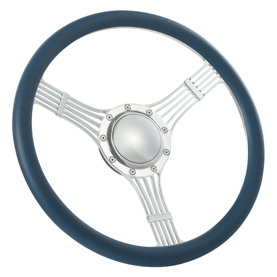 15.5'' Billet 9 Bolt Banjo Steering Wheels Half Wrap Restoration Chevy Ford Mopar with Hprn Button Polished