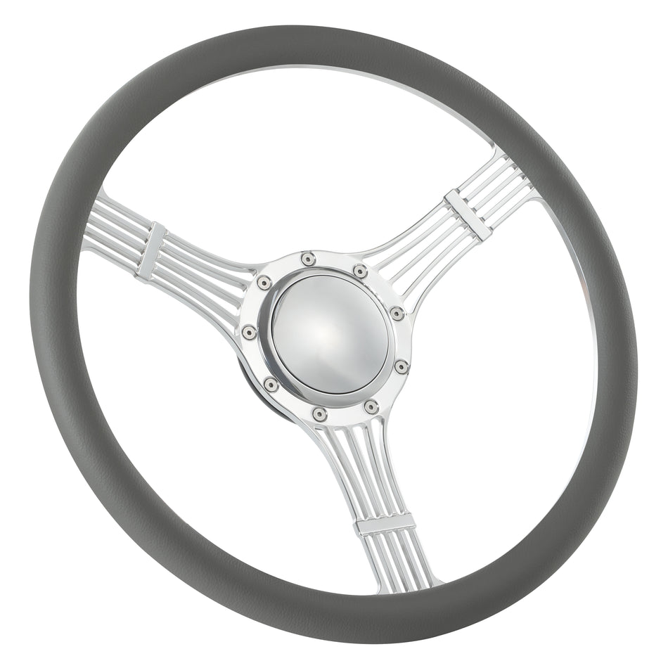 15.5'' Billet 9 Bolt Banjo Steering Wheels Half Wrap Restoration Chevy Ford Mopar with Hprn Button Polished