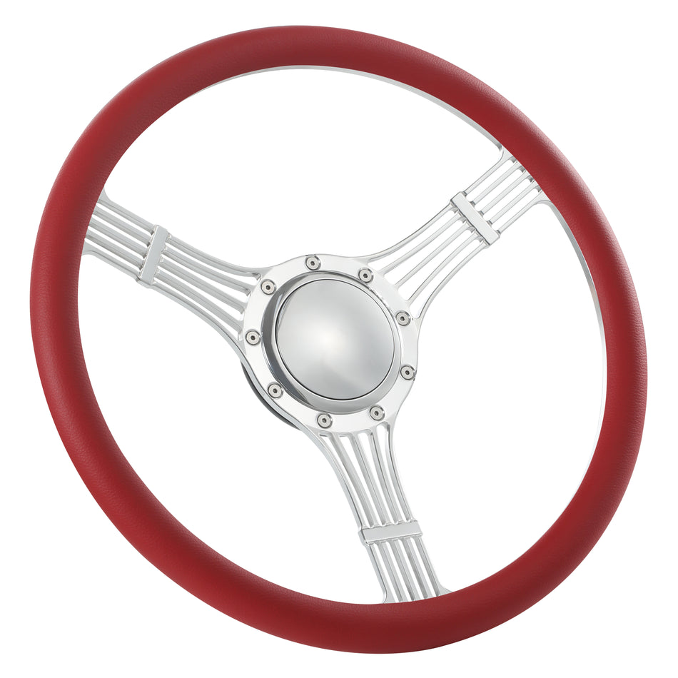 15.5'' Billet 9 Bolt Banjo Steering Wheels Half Wrap Restoration Chevy Ford Mopar with Hprn Button Polished