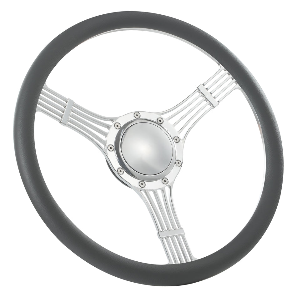 15.5'' Billet 9 Bolt Banjo Steering Wheels Half Wrap Restoration Chevy Ford Mopar with Hprn Button Polished