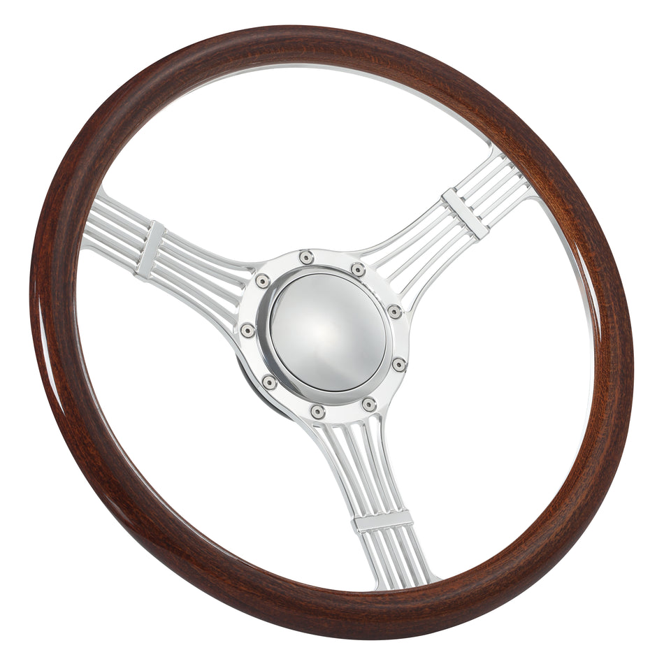 15.5'' Billet 9 Bolt Banjo Steering Wheels Half Wrap Restoration Chevy Ford Mopar with Hprn Button Polished