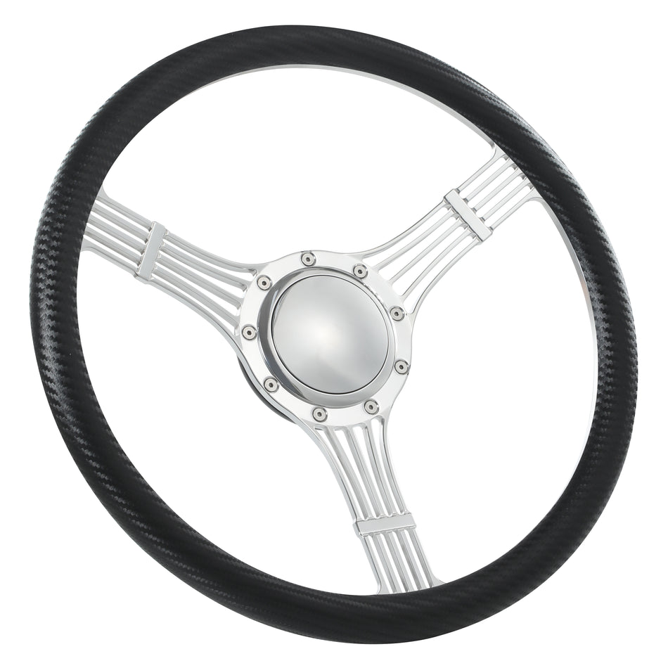 15.5'' Billet 9 Bolt Banjo Steering Wheels Half Wrap Restoration Chevy Ford Mopar with Hprn Button Polished