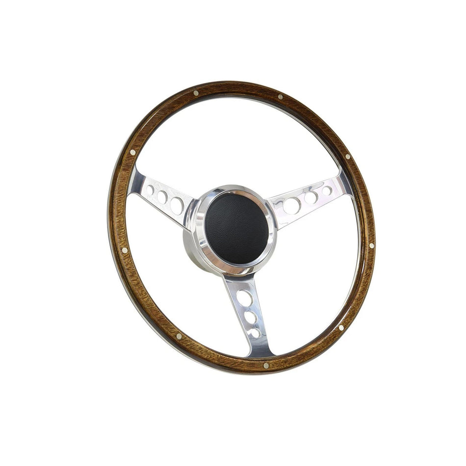Flashpower 14 Inch Marine Boat 9 Bolt Steering Wheel 6061-T6 Aluminum Polished Finish with Adapter and Horn Button Compatible with Most Boats, Speedboats, Yachts and Classic Automotive Replacements
