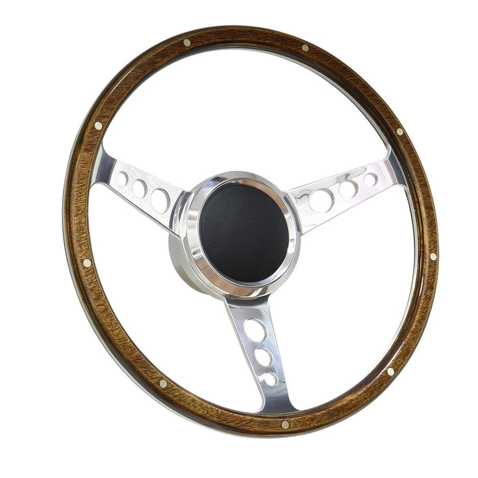 Flashpower 15 Inch Marine Boat 9 Bolt Steering Wheel 6061-T6 Aluminum Polished Finish with Adapter and Horn Button Compatible with Most Boats, Speedboats, Yachts and Classic Automotive Replacements