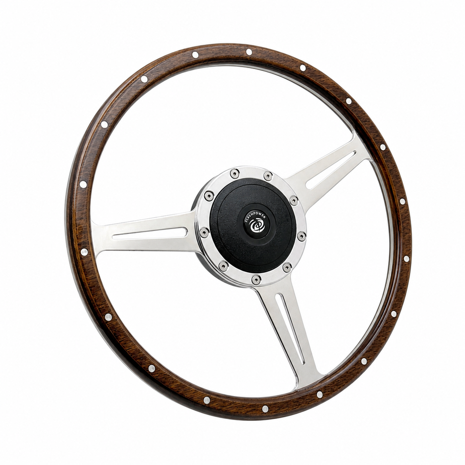 14'' Classic Riveted Wood Grain Steering Wheel Restoration MGB Midget W/Horn