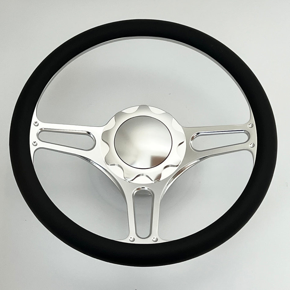 Flashpower Billet Gear Horn Button for 9-Bolt Steering Wheels Plain Satin