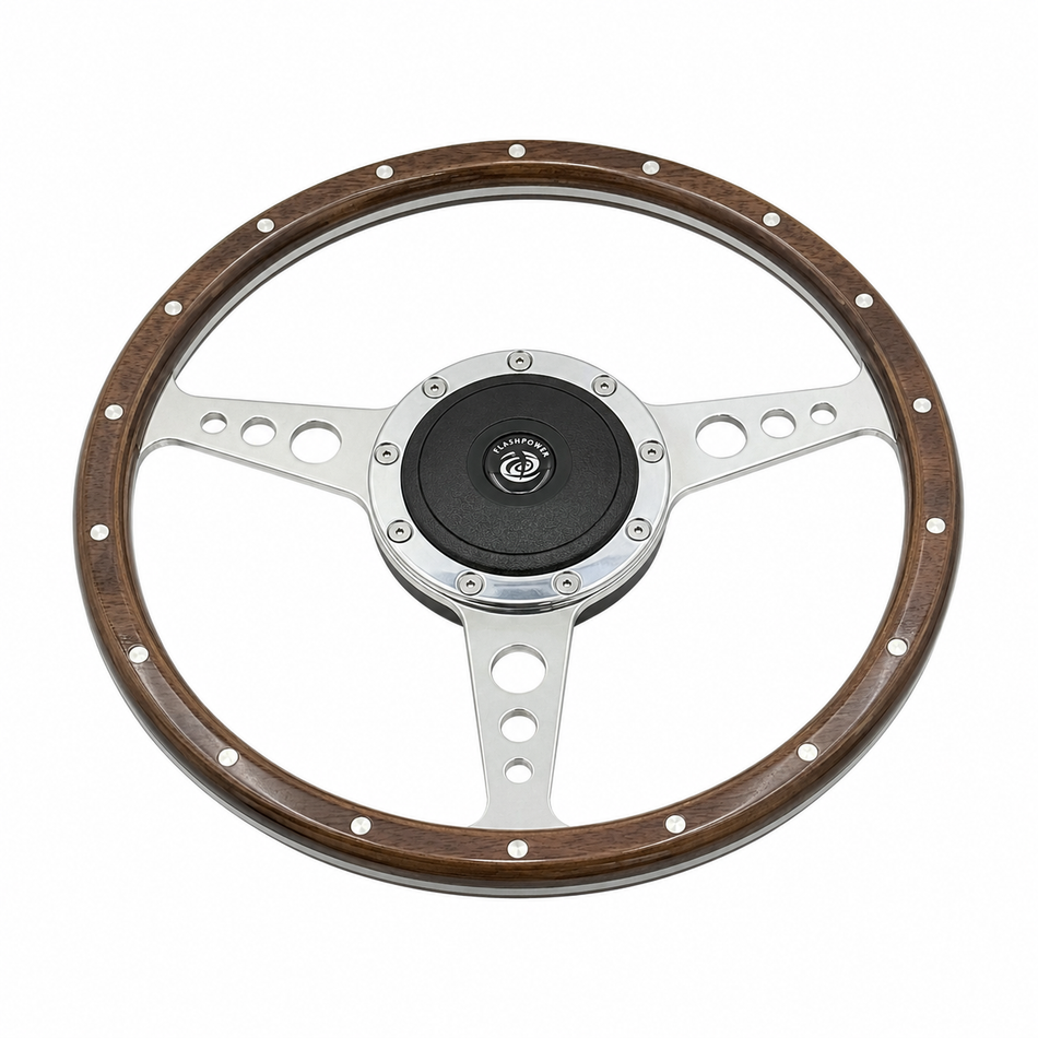 13'' Classic Riveted Laminated Wood Steering Wheel Restoration Mini MG Triumph