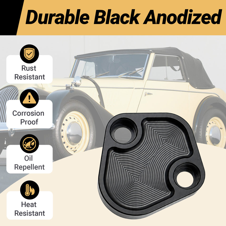 Flashpower Billet SB Ford Fuel Pump Block-Off Plate Kit, Fuel Pump Plate Black
