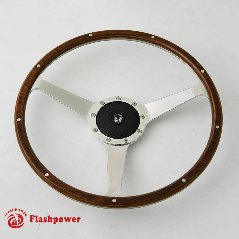 14" Classic Wood Steering Wheel with Horn Button Restoration Vintage MG GT MGB