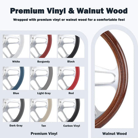 Polished 14" BILLET 9 HOLE STEERING WHEEL KIT W/HORN BUTTON & ADAPTER