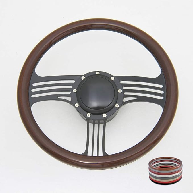 14'' Billet 9 Bolt Zephyr Steering Wheels Half Wrap Muscle Car Chevrolet Camaro Nova w/ Horn