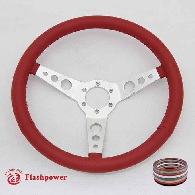 15" Classic Steering Wheel Red Chevy GMC Impala GTO W/Horn