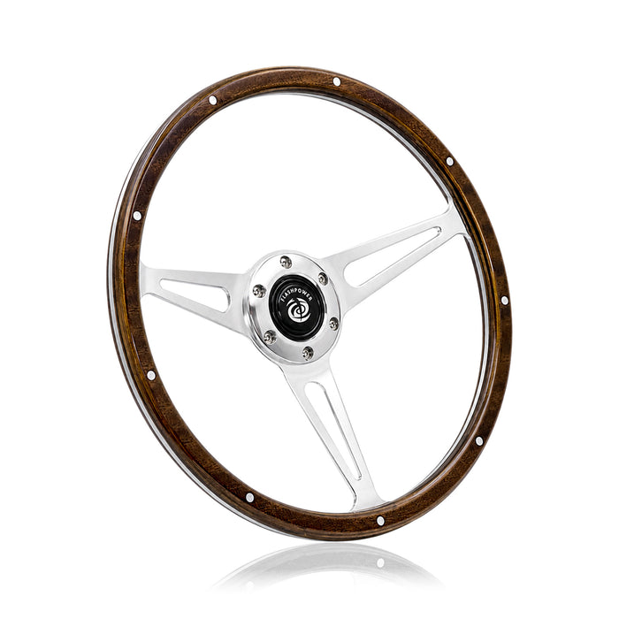 14'' klassisches genietetes Holzlenkrad Restaurierung Mustang Shelby AC Cobra