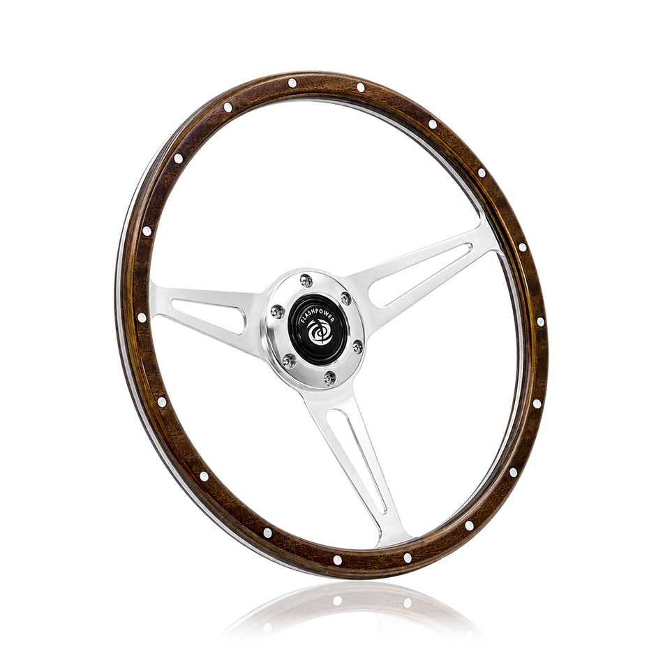 14'' Classic Riveted Laminated Wood Steering Wheel Restoration MG VW SuperBeetle