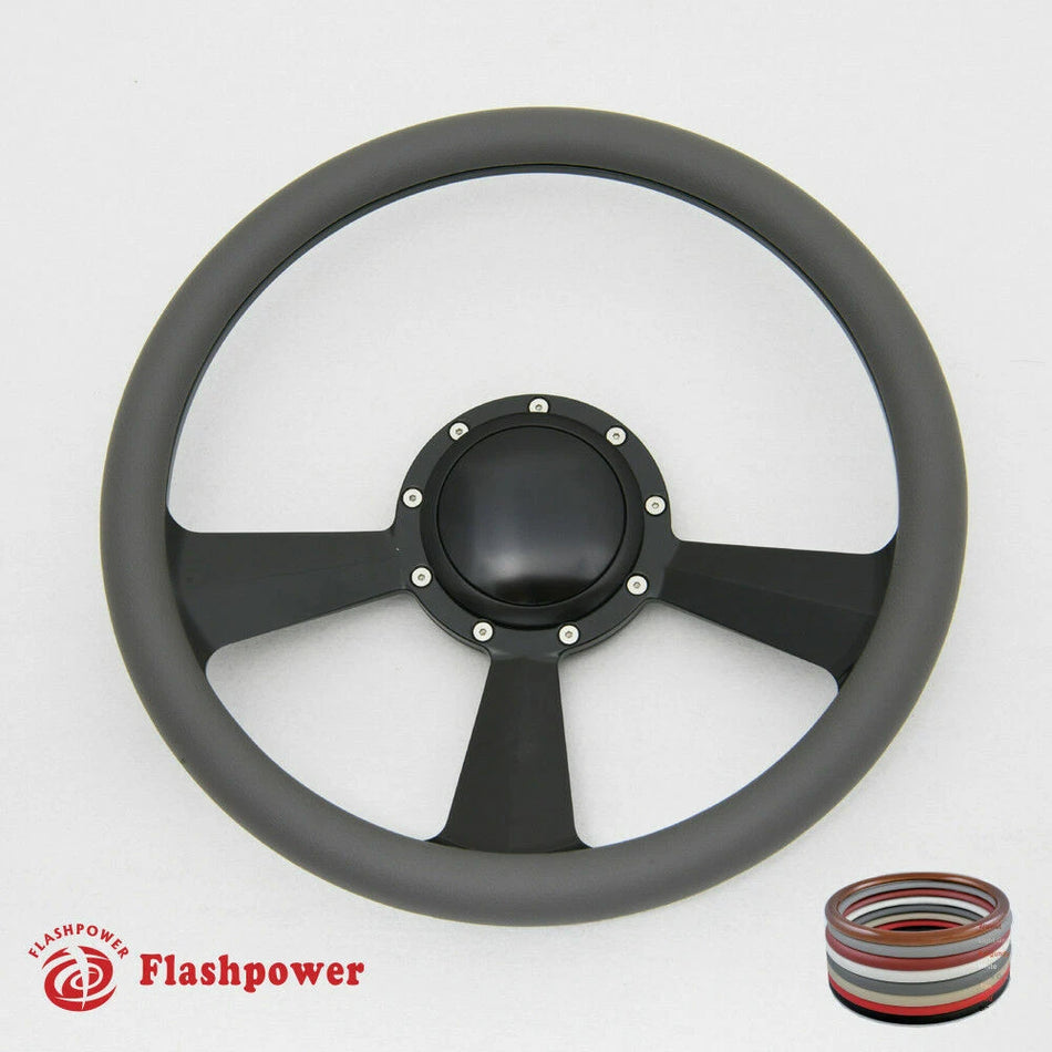 15.5'' Billet Steering Wheel Half Wrap Replacement GMC Chevy W/ Horn Button
