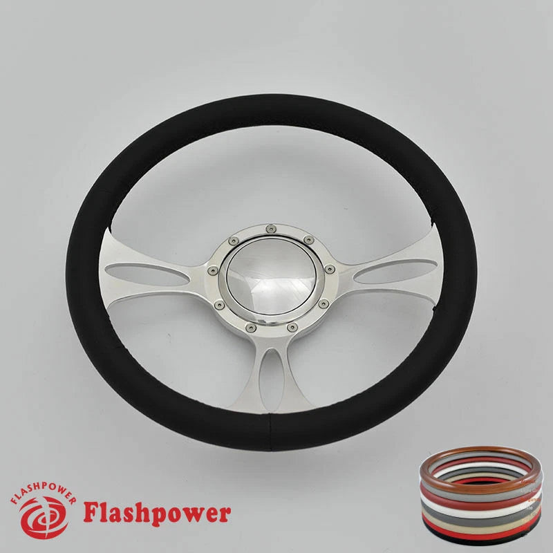 14'' Billet Steering Wheels Full Wrap Ford Thunderbird Mustang EXP w/ Horn