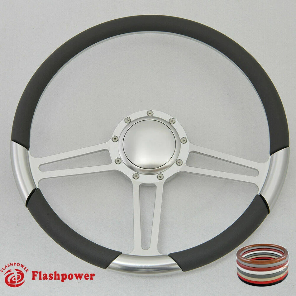15.5'' Satin Billet Steering Wheel Full Wrap Firebird Chevy