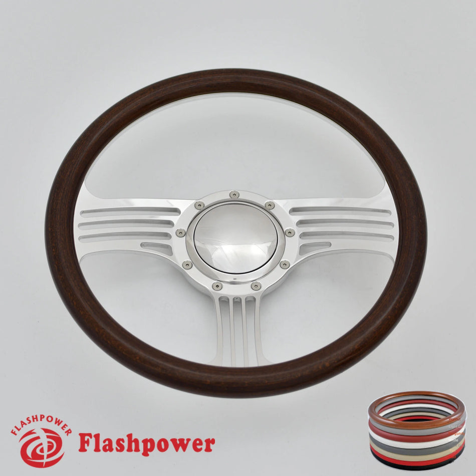 14'' Billet Steering Wheels Half Wrap Impala Chevy II Nova Chevelle w/ Horn