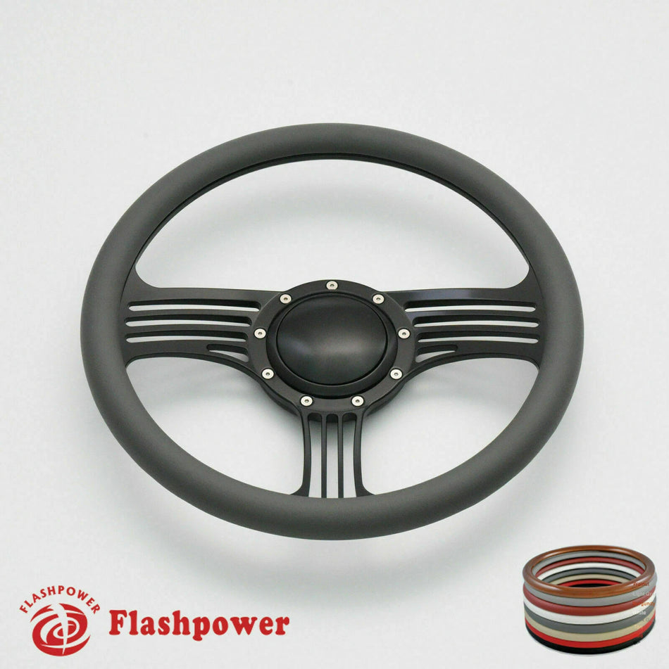 14'' Billet Steering Wheels Half Wrap Muscle Car Chevrolet Camaro Nova w/ Horn