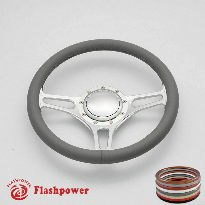 14'' Billet Steering Wheels Full Wrap Bronco F150 Mercury Capri Lincoln w/ Horn