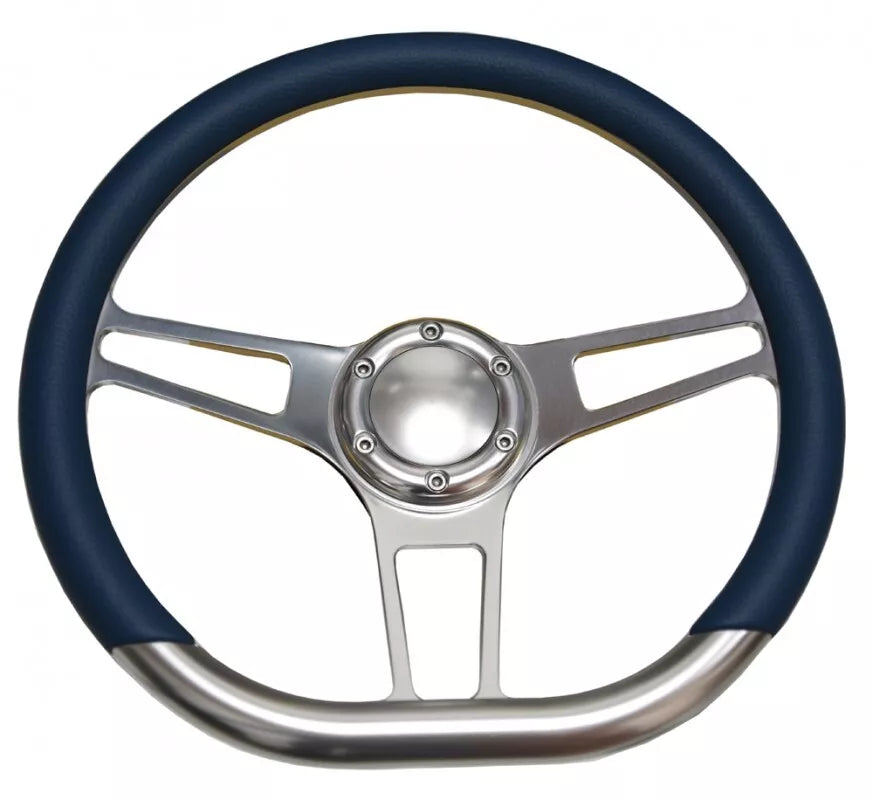 14'' D Type Billet Steering Wheel Half Wrap Muscle Car GMC W/Horn Button