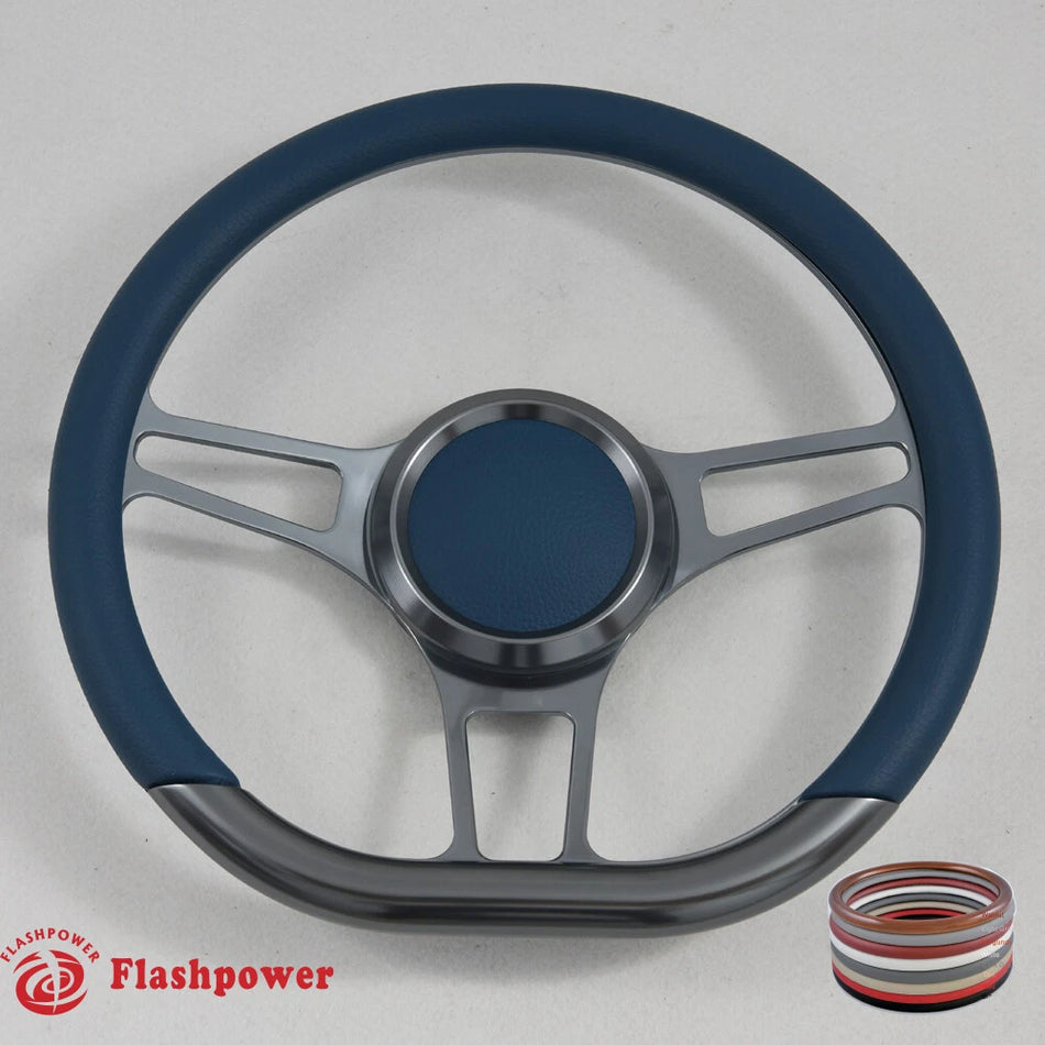 14'' Gun Metal Billet Steering Wheel Wrap LTD C10 Blazer Impala LUV W/Horn