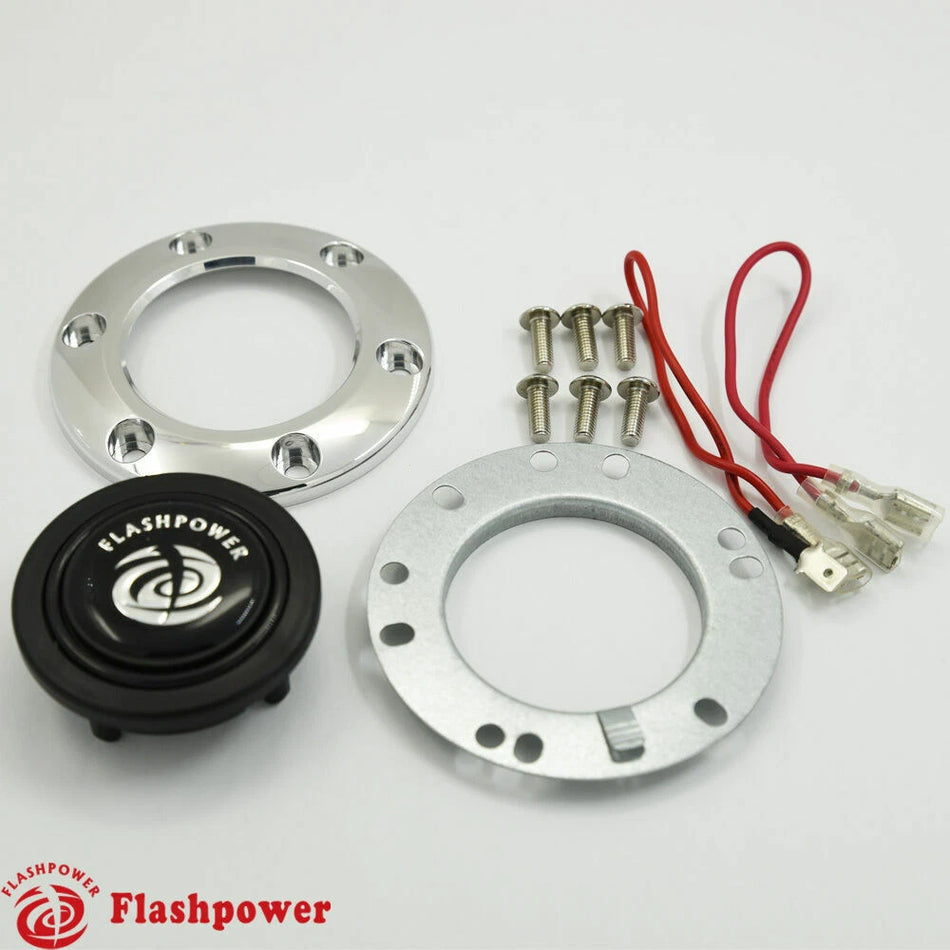Billet Horn Button for 6 Bolt Steering Wheel Flashpower MoMo NRG Polished Cover
