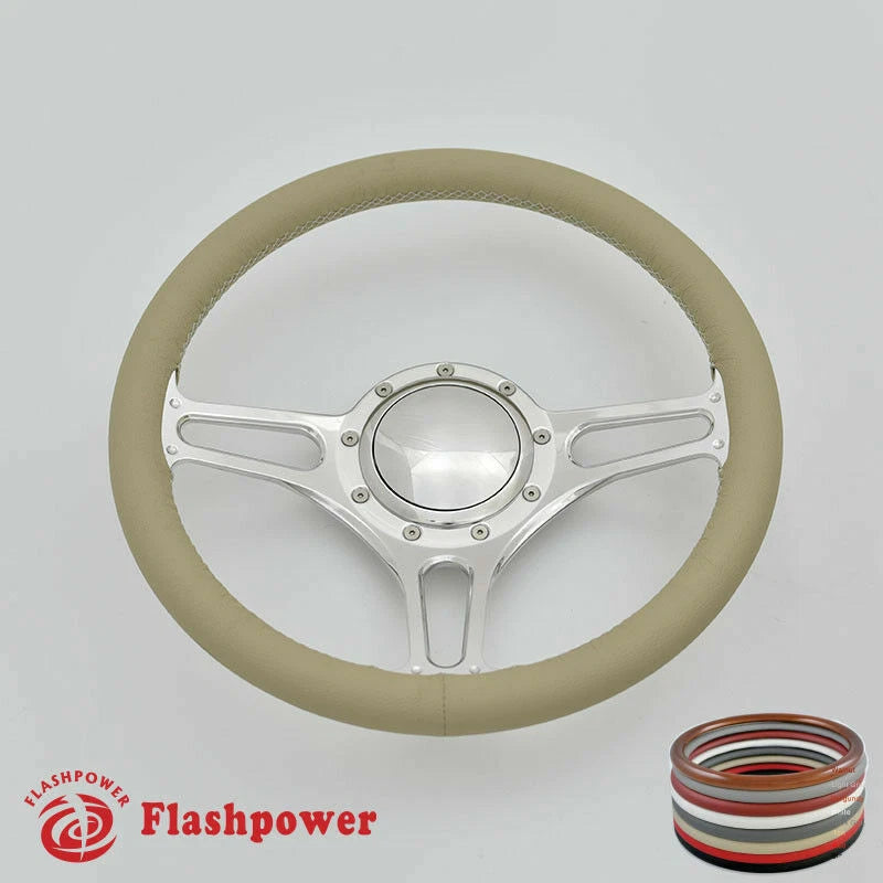 14'' Billet Steering Wheel Full Wrap Ford Fairlane Galaxie LTD Ranch w/Horn