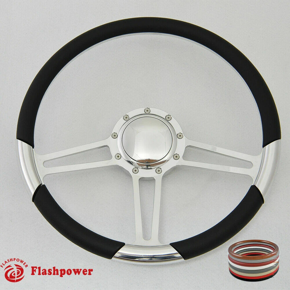 15.5'' Polished Billet Steering Wheel Half Wrap Firebird Chevy