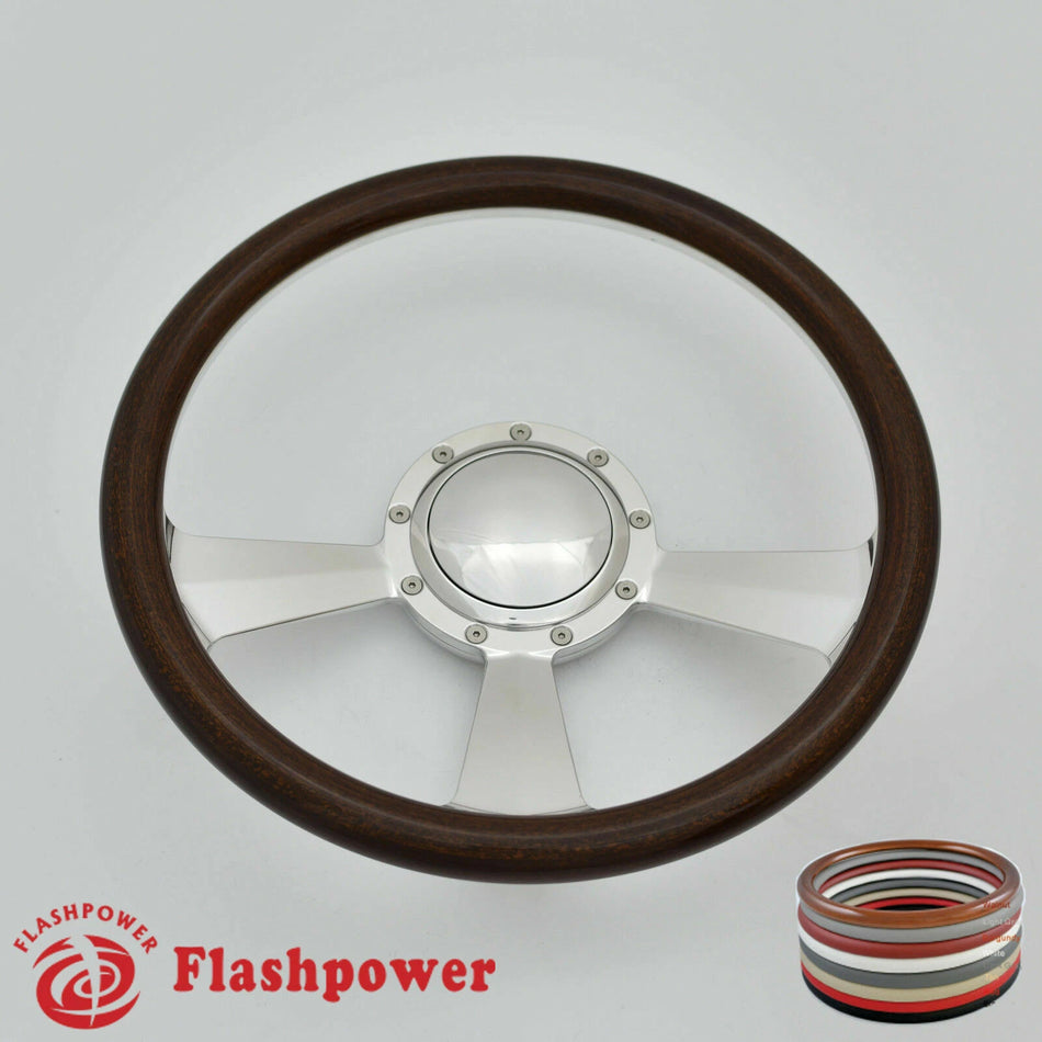 14'' Billet Steering Wheels Satin Full Wrap Buick Cadillac Pontiac GTO w/ Horn