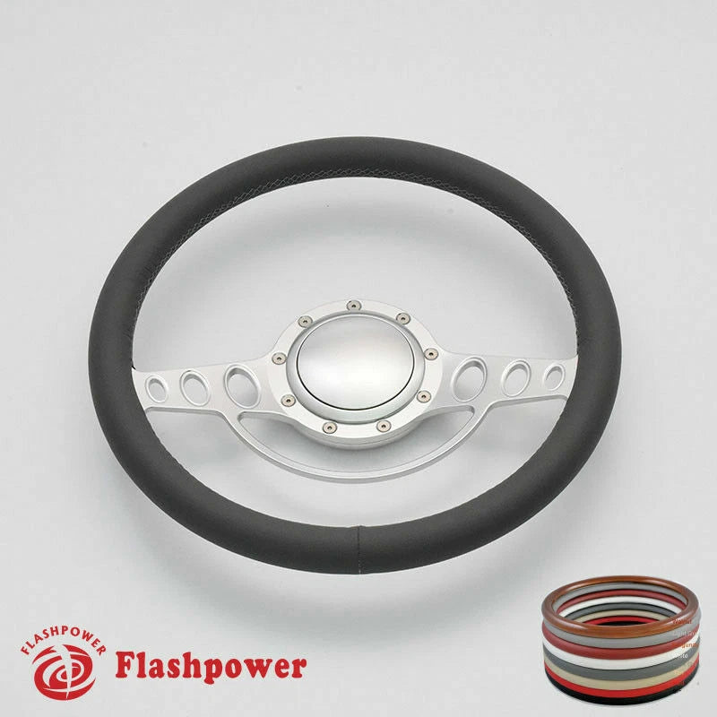 14'' Billet Steering Wheels Full Wrap Impala Chevy II Nova Chevelle w/ Horn